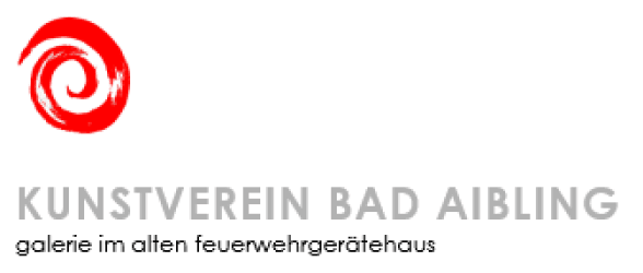 The Kunstverein Bad Aibling logo: a red spiral form above the grey words “Kunstverein Bad Aibling” and, beneath, “galerie im alten feuerwehrgerätehaus”
